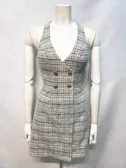 2281 タグ付き　RURESS by Angel R ピュアレスバイエンジェルアール　キャバクラ　ドレス　ツイード　ラメ　ラップデザイン　ノースリーブ　タイト　ミニ　キャバドレス　S