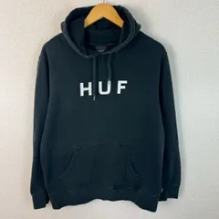 HUF ハフ スウェット パーカー ロゴプリント ブラック Lサイズ メンズ 古着 ストリート アメカジ
