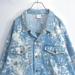 90～00s Tracker Jacket ブリーチ クラッシュ加工 デザイン デニムジャケット トラッカー ワーク ヴィンテージ ビンテージ カナダ USA アメリカ古着 メンズＸＬ相当