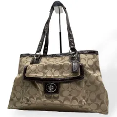 美品　COACH コーチ　トートバッグ　キャンバス　レザー　肩掛け　シグネチャー