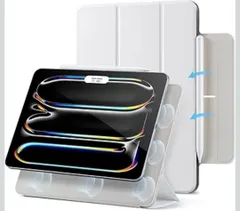 ★ESR iPad Pro 11インチ ケース（M5/M4、2025/2024）専用 強力マグネット吸着式 スリムな三つ折りスタンドケース オートスリープ/ウェイク機能 Pencil Pro/USB-C対応 耐久性保護 Reboundシリーズ ホワイト