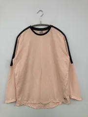Mizuno Tシャツ/カットソー M ピンク 無地 ワンポイント ブランドロゴ ミドル丈 長袖 クルーネック(丸首)