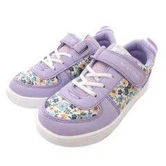 ブランシェス BRANSHES タグ付き IFME コラボ 花柄 ミッドカットスニーカー 21.cm シューズ マジックテープ 総柄 紫 パープル /AE ■GY14