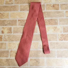 フェラガモ Salvatore Ferragamo ☆ ガンチーニ 総シルク 総柄 ネクタイ イタリア製 レッド系