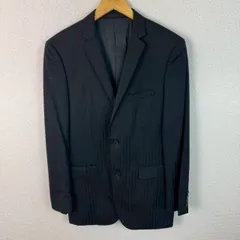 00s BURBERRY BLACK LABEL バーバリーブラックレーベル テーラードジャケット ストライプ ウール100% ブラック 42Lサイズ メンズ 古着 モード クラシック