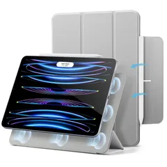 2対応 オートスリープ/ウェイク機能 Pencil スリムな三つ折りスタンドケース 強力マグネット吸着式 第4/3/2世代(2022/2021/2020)専用 ケース グレー 11インチ Pro iPad ESR