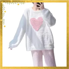 [newsight] レディース パジャマ ルームウェア ふわふわ セットアップ 暖かい もこもこ あったか フランネル 可愛い 女性用 ホームウエア 上下セット 部屋着 室内着 長袖パジャマ 2点セット 防寒 保温 秋 冬 軽量 プレゼント (JP, ア 0