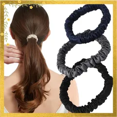 ヘアゴム シュシュ シルク 100％ 髪ゴム 【美容のプロ推薦】 『髪に優しくダメージ軽減』 3個セット 大人 おしゃれ (アソートA) 1