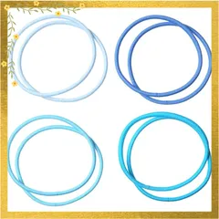 Craft Shop CLAN 日本製 ヘアゴム 細め 4色8本セット 太さ2.5mm 結び目無し (水色系)