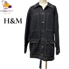 H&M DIVIDED ブラックデニム ミリタリー ジャケット 4ポケット ワーク ブルゾン 黒 M相当 オーバーサイズ 古着 アウター