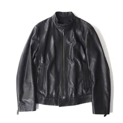 良品 エンポリオアルマーニ EMPORIO ARMANI ラムレザー シングルライダース ジャケット 52 ブラック メンズ 正規品 5-YG013