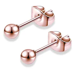 swars ピアス メンズ レディース サージカルステンレス 金属アレルギー対応 丸玉 ボール 両耳用 2個セット (ピンクゴールド 4mm) 0