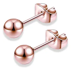 swars ピアス メンズ レディース サージカルステンレス 金属アレルギー対応 丸玉 ボール 両耳用 2個セット (ピンクゴールド 5mm) 0