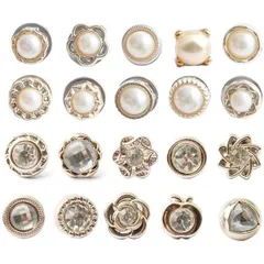 YFFSFDC ブローチ タックピン アクセサリーブローチボタン花 パール 星 ストールピン ラペルピン レディース おしゃれ ボタン 縫製不要プレゼント （20個セット）