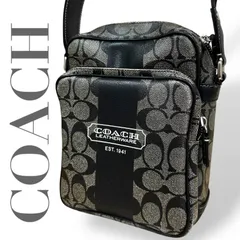 ☆★COACH  コーチ★ショルダーバッグ　ボディバッグ　斜め掛け　シグネチャー　ロゴ　PVC　総柄　ブラック　ライン★♯2222