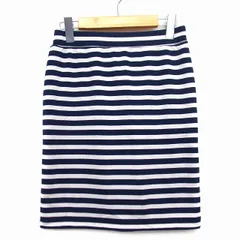 コムサイズム COMME CA ISM 台形 スカート ミニ 膝上 ボーダー 柄 ストレッチ M ネイビー 紺 /HT35