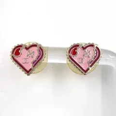 CHANEL ココマーク ハートモチーフ GP ゴールド×ライトピンク×レッド ピアス