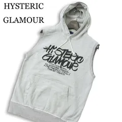 90s~00s★ HYSTERIC GLAMOUR ヒステリックグラマー ロゴ 裏起毛 スウェット★ ノースリーブ パーカー Sz.FREE レディース 灰