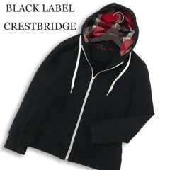 BLACK LABEL CRESTBRIDGE ブラックレーベル クレストブリッジ チェック使い★ スウェット ジップ パーカー Sz.2 メンズ 黒のサムネイル