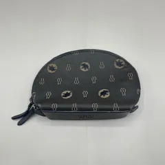 美品　ハンティングワールド　ポーチ　コスメ　小物入れ　キャンバス　デニム　総柄　レザー