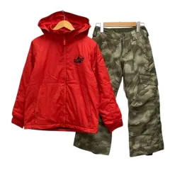 バートン BURTON スキーウェア スポーツウェア 上下セット 中綿 長袖 S 赤 レッド 緑 カーキ 