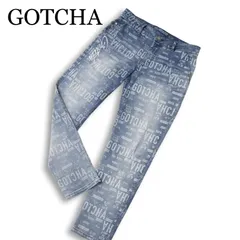 23SS★ GOTCHA ガッチャ 通年 ストレッチ USED加工★ ロゴ総柄 スキニー デニム パンツ ジーンズ Sz.M メンズ サーフ