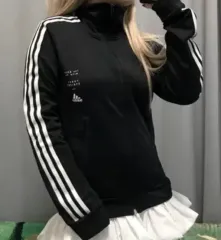 アディダス 3本線 トラックジャージ ジャケット ジャージ ジップアップ ブラック Xs