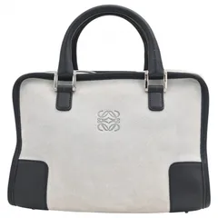 ロエベ アナグラム アマソナ28 スエード ハンドバッグ グレー×ブラック Aランク lo5653cb