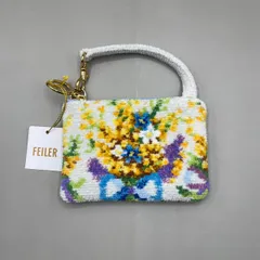 新品未使用　フェイラー　ミモザペルテー柄　ポーチ　ハンドバッグ　白　花柄