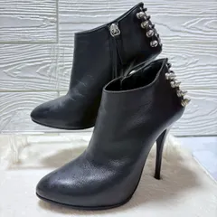 GIUSEPPE ZANOTTI ジュゼッペザノッティ アンクルブーツ スタッズ ヒール ブラック レザー 約10cmヒール 22cm 『 35 』