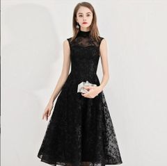 美品 Sov. ソブ レース チュールドレス ロングワンピース 38 ブラック 