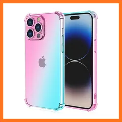 【新品】 【Robinsys】対応 iPhone 15 PRO MAX 6.7 inch ケース TPU（ピンクグリーン）カラフル おしゃれ スマホ 携帯カバー 落下防止 薄型 軽量 黄ばまない 透明スマホケース アイフォン15プロ マックス 6.7インチ 0