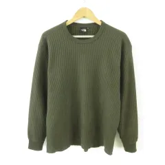 ザノースフェイス THE NORTH FACE カットソー Tシャツ ロンT 長袖 ワッフル カーキ 緑 XL *T628