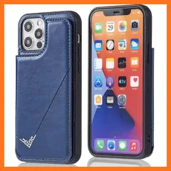 【新品】 【Geshh】iPhone 12/12 Pro 6.1 inch(6.1インチ)レザーケース(ネイビーブルー)耐衝撃耐衝撃 財布型カバー カード収納 横置きスタンド機能 開閉式 ストラップ付き 薄型レザーケース 対応 アイフォン12/12プロ 6 1