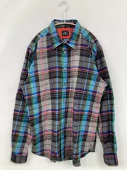 Paul Smith シャツ/ブラウス XL グレー コットン チェック柄 長袖 ミドル丈 レギュラーカラー