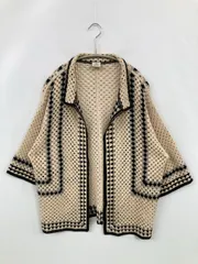 niko and ... カーディガン/ボレロ F ベージュ コットン ライン柄 ミドル丈 半端袖