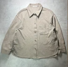ユニクロ 450534 ブラッシュドジャージーシャツジャケット M ベージュ モカ グレージュ 長袖 起毛 ジャージー素材 羽織り アウター カジュアル 無地 トップス オーバーサイズ ニュアンスカラー 万能 肩幅50 身幅53 着丈67 袖丈49