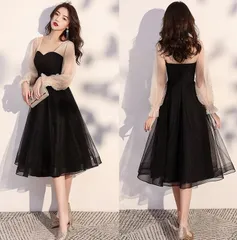 送料無料 パーティードレス ワンピース ミドル丈 ドレス 結婚式 二次会 お呼ばれフ ォーマル 袖あり