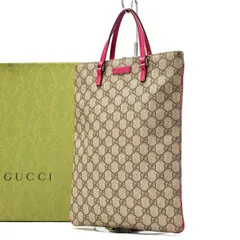 通勤に華を添える✨　GUCCI　トートバッグ GGスプリーム レザー A4収納 縦型スリム　ベージュ ピンク