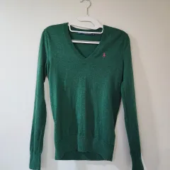 ポロラルフローレン ロゴ グリーン メリノウール ニット S(S)