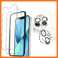 【新品】 iphone13mini 保護フィルム 2枚＋ iphone13mini カメラフィルム 2枚 全面保護 硬度9H キズ防止 【ガイド枠付き/ケースに干渉しない】高透過率 飛散防止 自?吸着 気泡防止 指紋防止 iphone13ミニ ガラスフィル 0