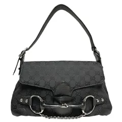 【中古】 GUCCI グッチ GGキャンバス ホースビットワンショルダーバッグ 黒 114915 ヴィンテージ シルバー金具 レディース 24016427 MK
