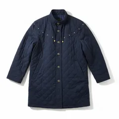 レリアン leilian コート 日本製 ゴールドボタン 刺繍 スタッズ ネイビー 9サイズ 886848