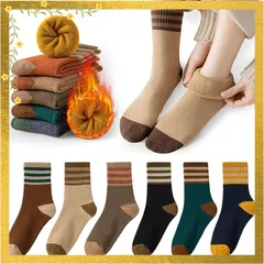 [雲見] 靴下 レディース 冬 厚手 暖かい 【極暖38℃恒温・零下防寒・裏起毛・6足セット】 暖かい靴下 蒸れにくい 抗菌防臭 蒸れず もこもこ暖かい 防寒保温 可愛い 伸縮性 耐久性 暖かい ソックス レディース 室内 アウトドア (JP, アルファベ 1