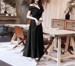 【2月末まで限定価格】ロングドレス リボン オフショル パーティー 演奏会 ステージ対応 インポート 特別価格