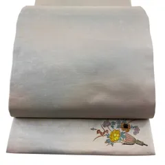 【美品】 袋帯 秀品 ワンポイント柄 花束 螺鈿 金彩 薄ピンク 六通 正絹 【中古】