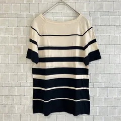 ケティ　KETTY　カットソー　サマーニット　半袖　レディース　薄手　春夏　ボーダー　ベージュ　ブラック　サイズ３　L相当
