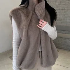 送料無料 ベスト ファー レディース フェイクファー ファーベスト アウター ジャケット 立ち襟 前開き 無地 ショート丈 エコ ファー ノースリーブ ジレ 羽織り トップス ふわふわ ゆったり 体型カバー 柔らかい 通勤