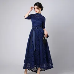 送料無料 長袖 パーティードレス レディース ロング丈 ドレス 総柄 ワンピース 大きいサイズ 結婚式 二次会 お呼ばれ 演奏会 披露宴 女子会 可愛い 着痩せ おしゃれ シンプル きれい 裏地付き パーティー 20代 30代 40代