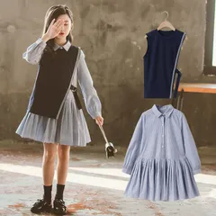 送料無料 韓国子供服 ワンピース 女の子 子供用 ワンピース ベスト 2点セット キッズ 子供服 フォーマルワンピース ガールズ ワンピース 長袖 発表会 七五三 お姫様 ワンピース 可愛い 通園 通学 入学 入園式 卒業式 子ども ワンピース